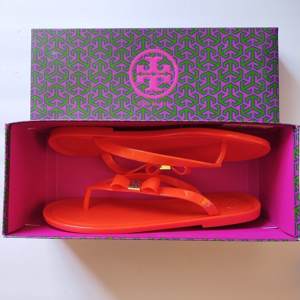 Tory Burch Michaela Bow Jelly Flip Flop Sandals Size 8 - Picture 6 of 16